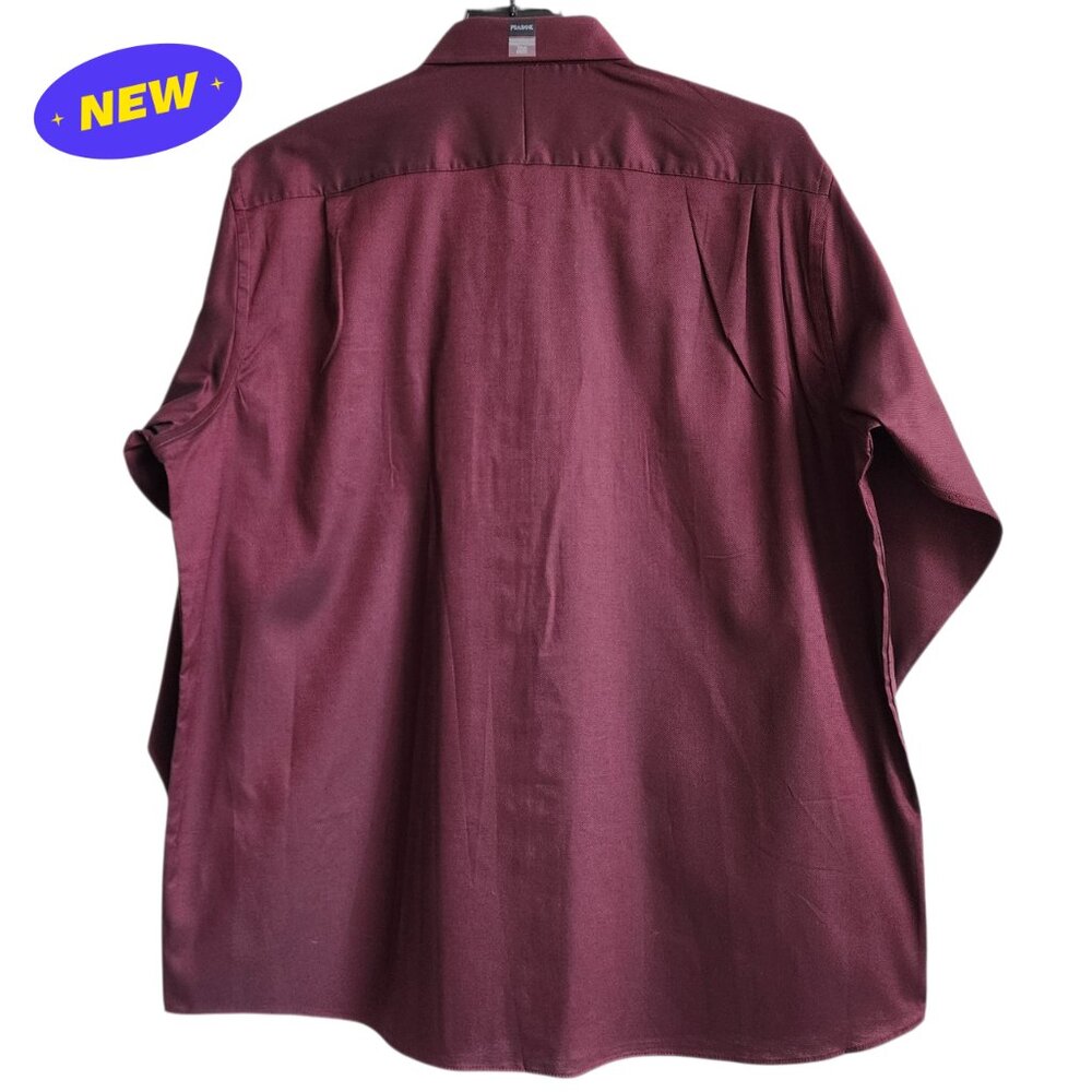 18.5 36/37 Red Wine Dress Shirt Traditional Fit Dark Jos A Bank New Solid Mens - Picture 2 of 16
